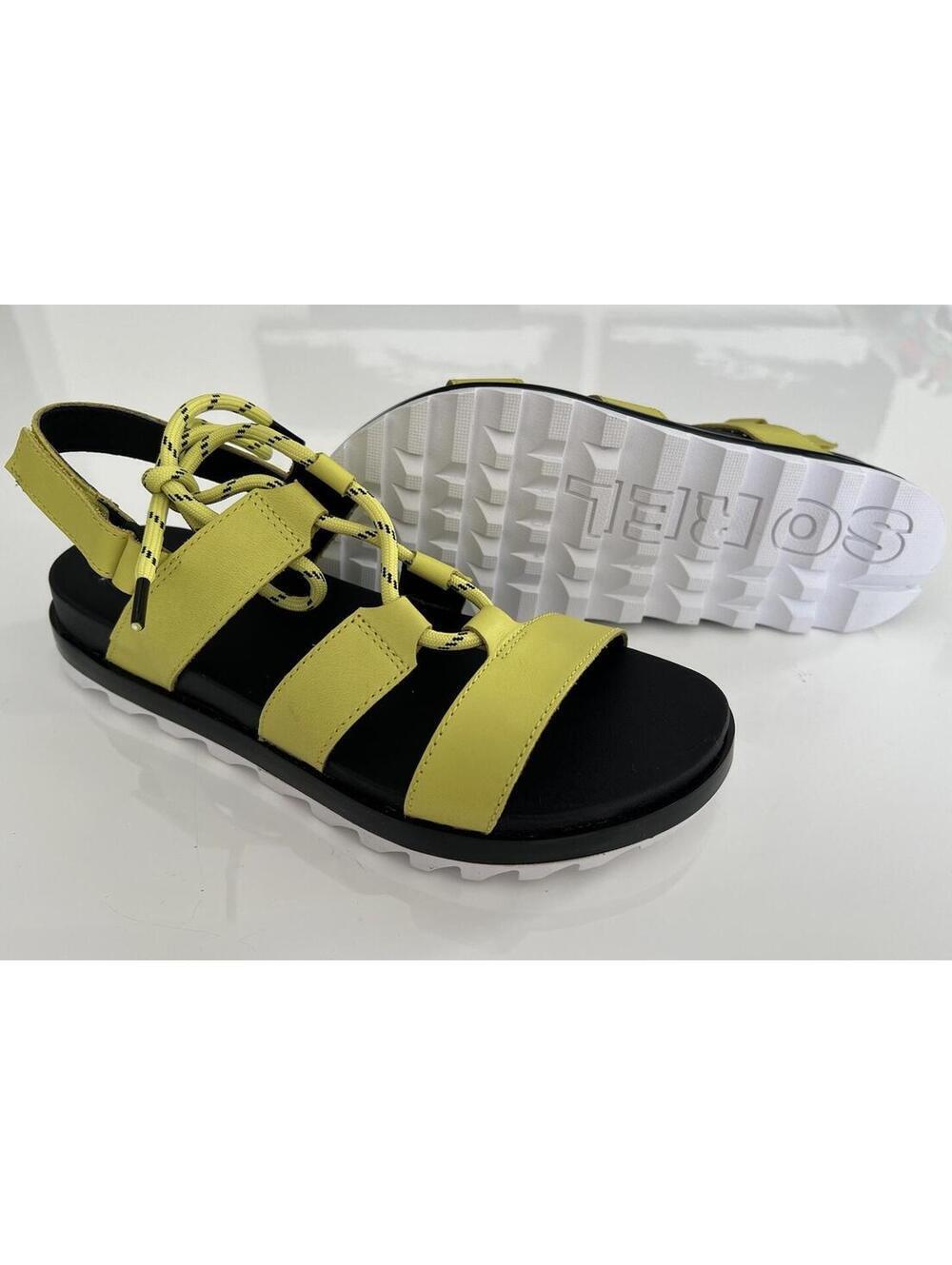 $120 Sorel Roaming Lace Sandals Bolt Yellow Leather Open Toe Cushioned Women's 8 - Picture 3 of 9